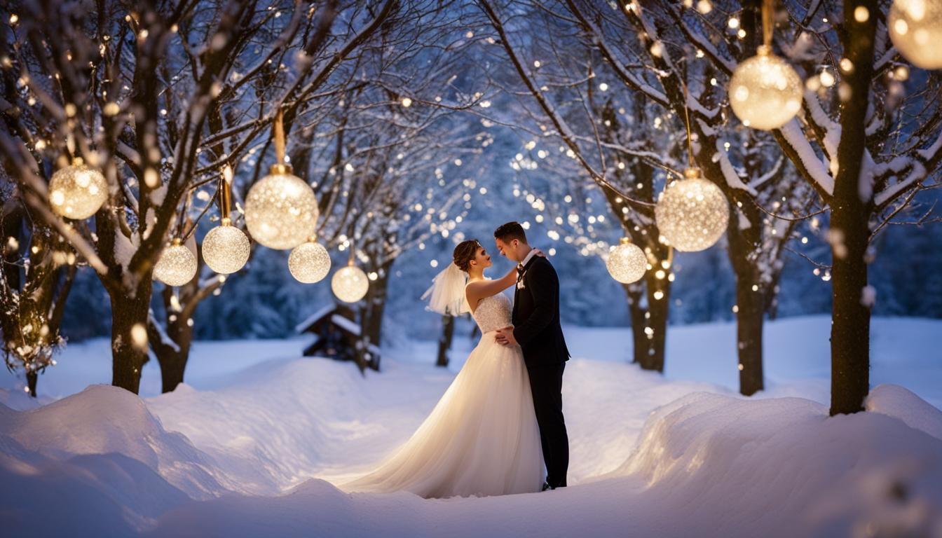 winter wedding glass baubles