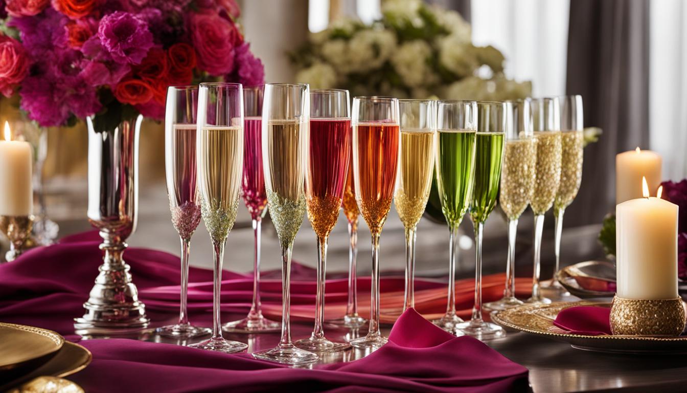 Colored glass champagne flutes