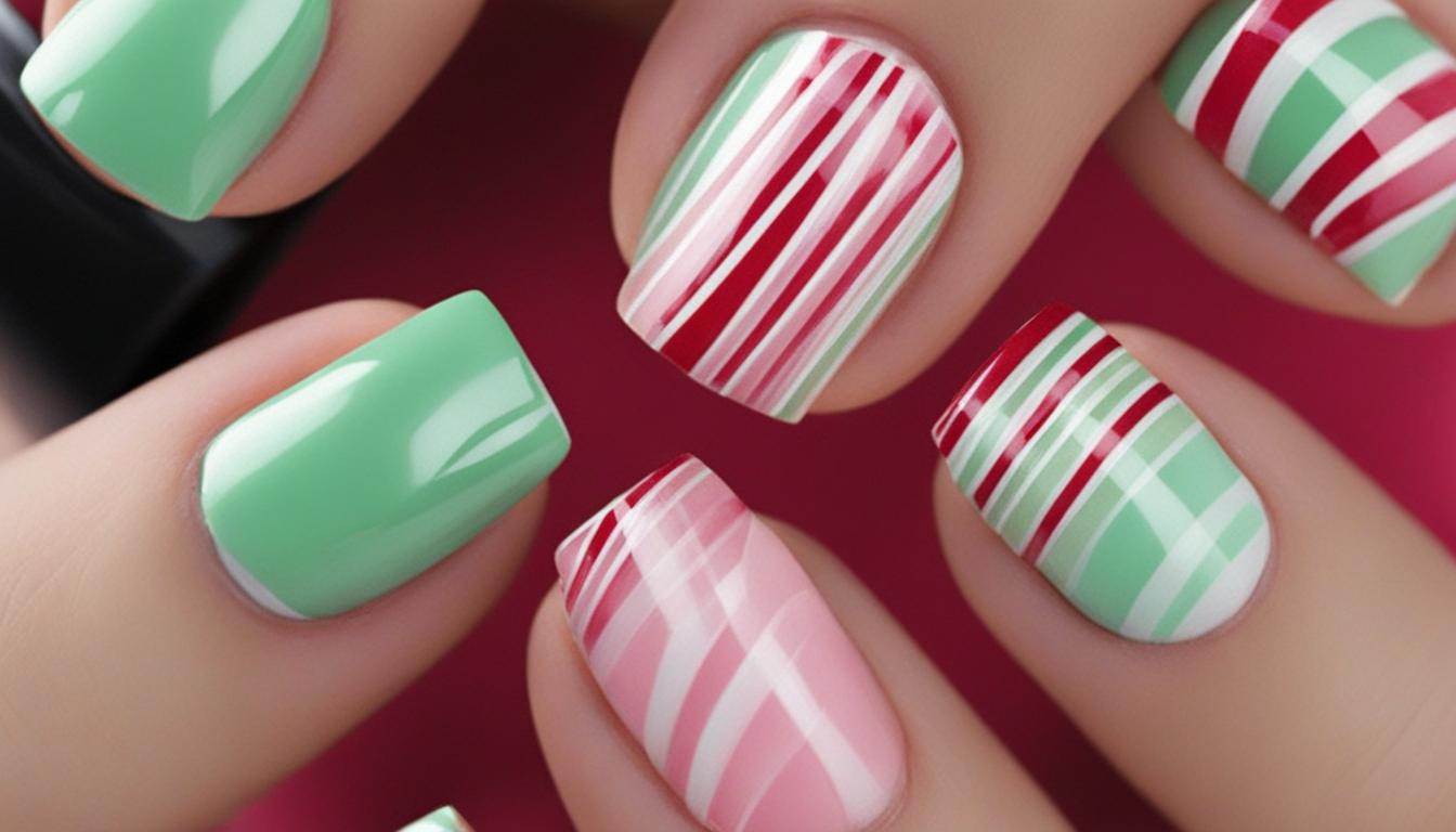 pastel candy cane french tips