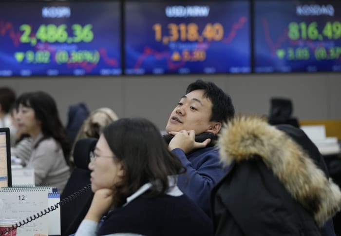 Stock market today: World shares fall, tracking Wall Street retreat, on worries over slowing growth