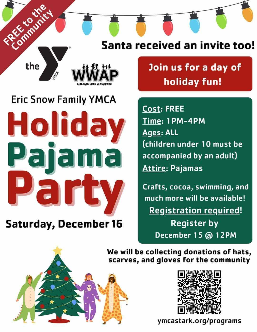 Free Holiday Pajama Party set for Dec. 16 at Eric Snow Family YMCA in Canton