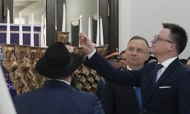 Top Polish leaders celebrate Hanukkah in parliament after…