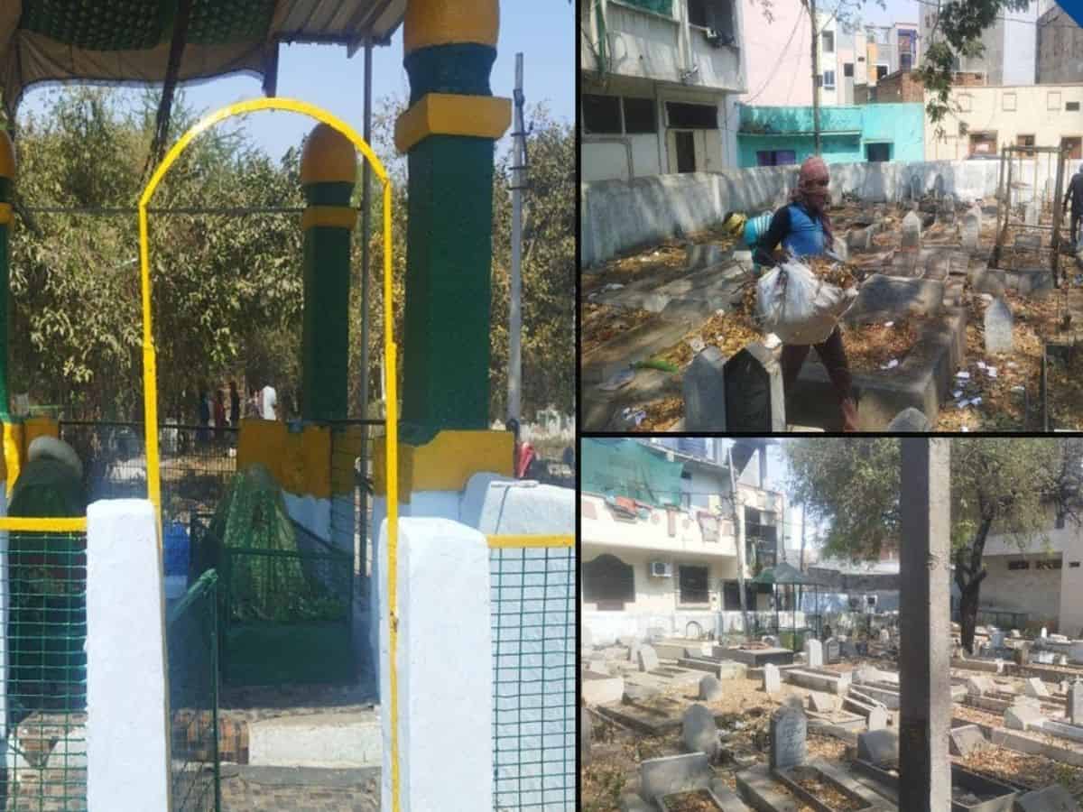 Watch: Ahead of Shab e Barat, graveyards tidied in Hyderabad